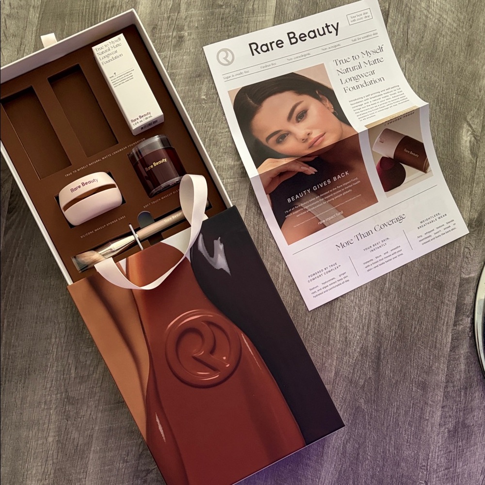 Rare Beauty box and newspaper